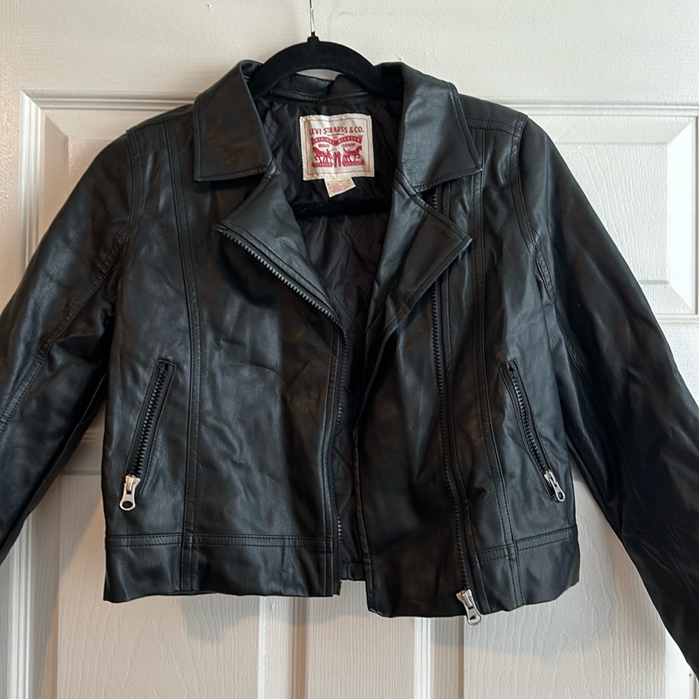 Levi’s faux leather cropped jacket